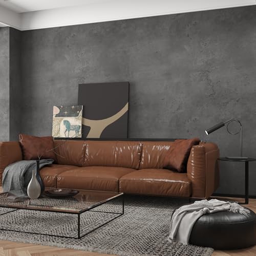 3yecao 16"×1181" 3D Extra Thick Large Size Darker Grey Black Concrete Wallpaper Peel Stick Waterproof Dark Gray Concrete Cement Contact Paper Adhesive Textured Sticker for Bedroom Bathroom Gym Walls - color: Dark Gray, size: 16" x 1181"