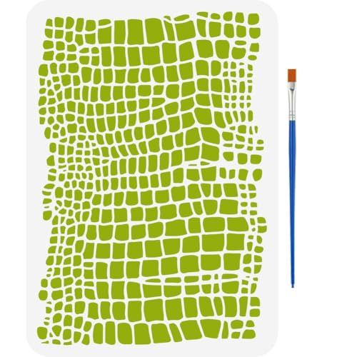 FINGERINSPIRE Crocodile Alligator Skin Painting Stencil 8.3x11.7 inch with Paint Brush Reusable Skin Pattern Drawing Template Irregular Skin Stencil Animal Theme Template for Painting on Wood Fabric - color: Crocodile Alligator Skin