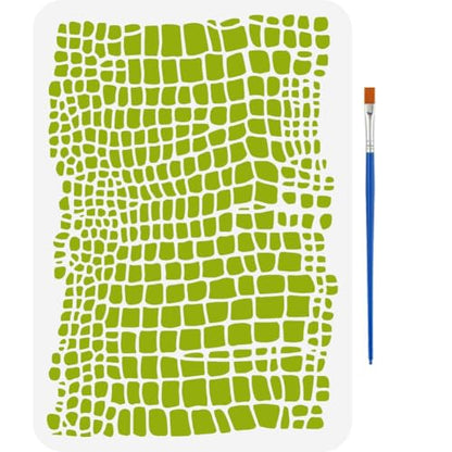 FINGERINSPIRE Crocodile Alligator Skin Painting Stencil 8.3x11.7 inch with Paint Brush Reusable Skin Pattern Drawing Template Irregular Skin Stencil Animal Theme Template for Painting on Wood Fabric - color: Crocodile Alligator Skin