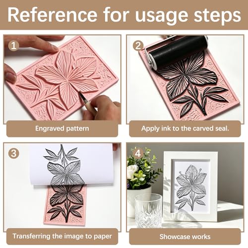 16Pcs 4x6 Inch Soft Linoleum Blocks, Premium Rubber Linocut Carving Blocks Ideal for Stamp Carving, Relief Printing and Various DIY Art Craft Creations - color: linocut block 4x6x0.2in-16pcs