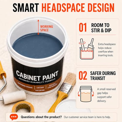 DWIL Cabinet Paint, Water Based Kitchen Cabinet Paint, Furniture Paint, Wood Paint, Low Odor, Fast Drying, Semi-Gloss, 16oz Blue Gray - color: Blue Gray, size: 16 Fl Oz (Pack of 1)