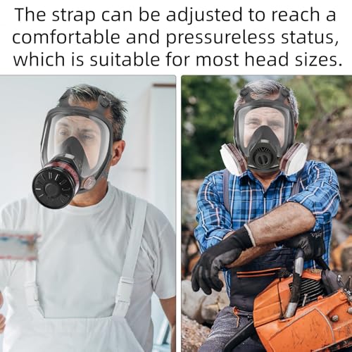 Gas Mask for Chemical, Full Face Respirator for Spray Paint - color: Grey