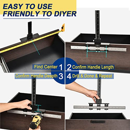 Cabinet Handle Jig, Template Tool for Hardware Installation Hole Drilling