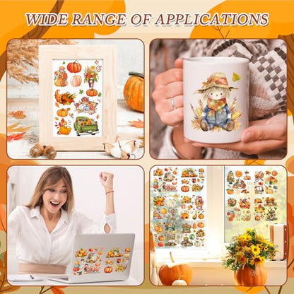 Fall Rub on Transfers for Crafts - 16 Sheets Pumpkin Gnome Rub on Transfers for Furniture Sunflower Maple Leaves Autumn Rub on Transfer Decal Sticker for Thanksgiving Wood DIY Craft Decor - style: Fall