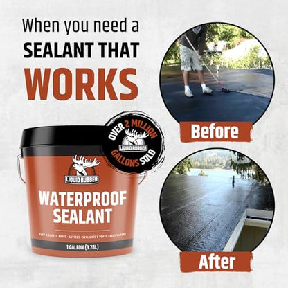 Liquid Rubber Waterproof Sealant Roof Repair Kit - 5 Gal, Caulk, Seam Tape - size: 5 Gallon Kit