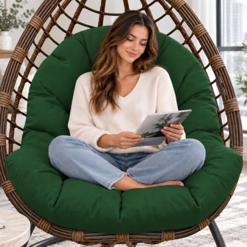 Egg Chair Cushion Replacement, Waterproof Outdoor Hanging Egg Chair Cushion Hammock Swing Chairs Cushions Pads, U-Shaped Thickened Cushions for Hanging Eggs Chairs, 47x33x7 Inches (Green) - color: Green