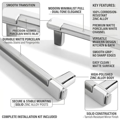 10 Pack White Silver Square Cabinet Knobs, Single Hole - color: White Silver, size: Square