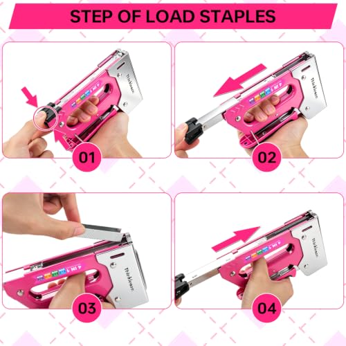 Heavy Duty Upholstery Staple Gun with 4000 Staples - color: Pink