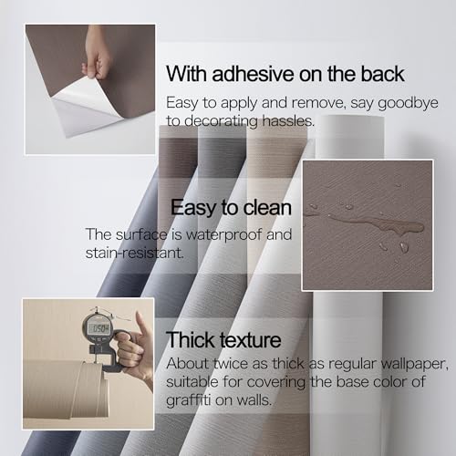 24"x393" Brown Fabric Peel and Stick Linen Textured Wallpaper - color: Dark Brown