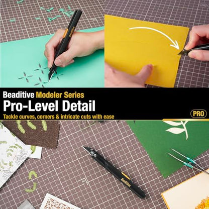 Beaditive High Precision Detail Craft Knife Pro - 30 Degree Blade Utility Knife - Art, Craft, Model Making (1 Pro Knife, 10 Black Blades) - style: 1 Pro Knife, 10 Black Blades