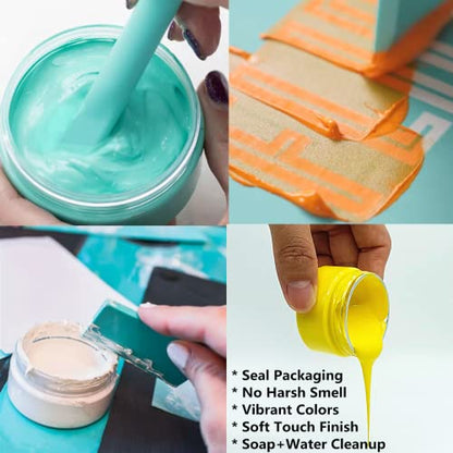 JAJADO Chalk Paste Paint for Christmas Stencils Set 20 Pcs, Winter Silk Screen Reusable Adhesive Print Xmas Mesh Transfers for Craft on Wood DIY T-Shirt Gift Card - color: Christmas Paint Set