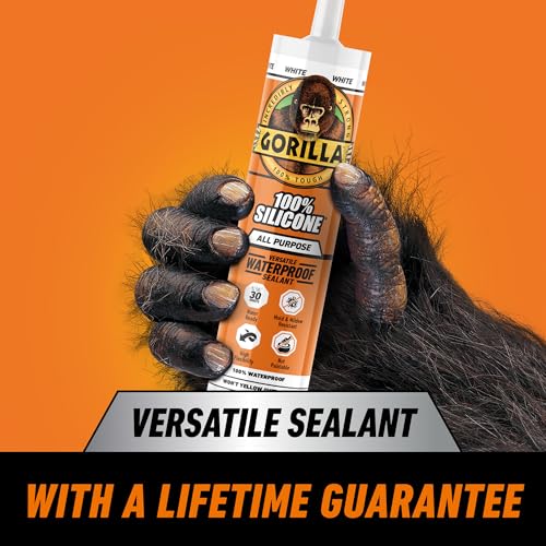 Gorilla 100% Silicone Waterproof Caulk, All-Purpose, White, 10 oz Cartridge - color: White, size: 10oz