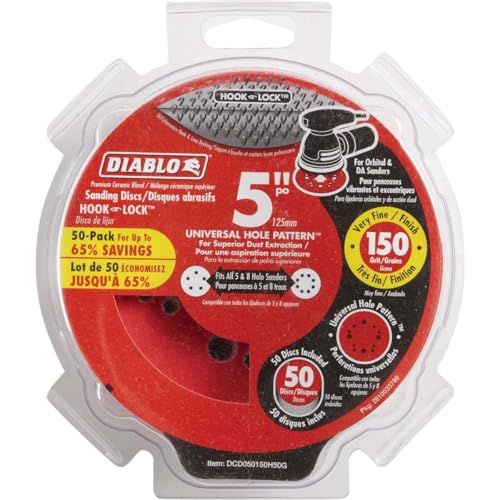 Diablo Hook and Lock ROS Sanding Discs - 5", 150 Grit, Fine, 50-Pack - style: 150-Grit, Fine - Pack of 50