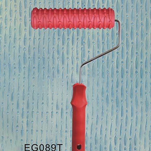 Utoolmart 7" Home Wall Rubber Paint Roller 175mm Wooden Grain Painting Roller with Plastic Handle 1Pcs - size: EG089T