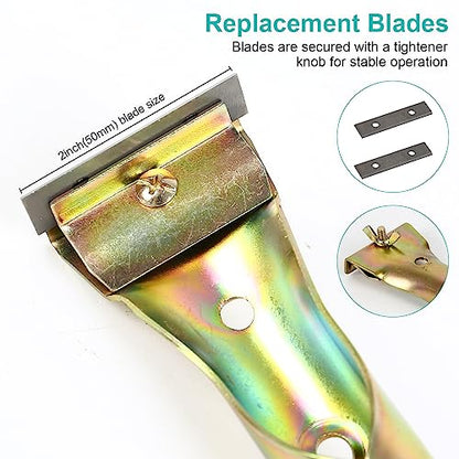 Paint Scraper Tool with 2 Pcs 2" Double-Edged Reversible Extra Blades Heavy Duty Cleaning Carbide Scraper for Removing Varnish Paint Glue Resin Dry Glaze Stains Putty Scratch
