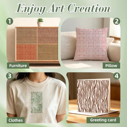 Geometric Texture Stencils for Crafts Reusable 12Pcs Stencils(8.5X4.7 Inch) - color: Texture 30