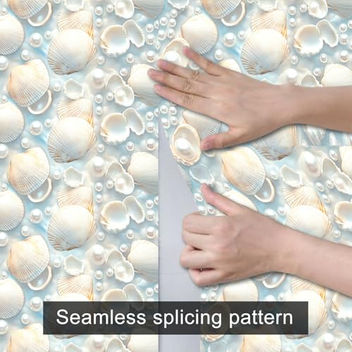 HOMETITUTE Pearl Seashell Peel and Stick Wallpaper 118.1x17.7 Inch Vinyl - color: Seashell