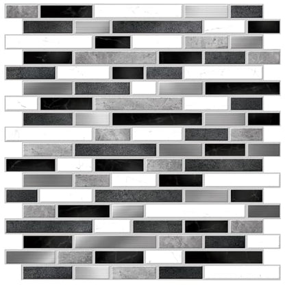 Main Street Peel & Stick Wallpaper Tiles, Black & White Marble, 24-Pack