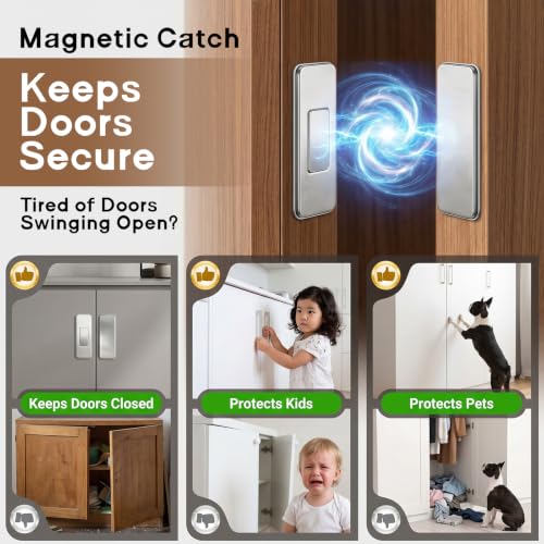 26 Pack Magnetic Cabinet Door Catch, No Drill Magnetic Cabinet Catches Ultra Thin Strong Magnetic Cabinet Latch with Adhesive for Kitchen Cabinets, Closets, Drawers, Bathroom Cabinets, RV Doors