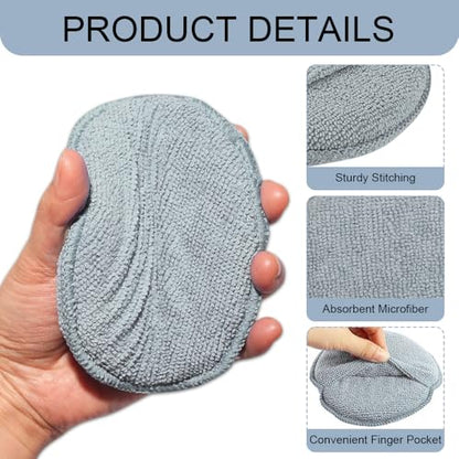 10PCS Wax Applicator Pads, Microfiber Polished and Waxed Sponge with Finger Pocket, Round Foam Car Wax Applicator Pad, Universal Detailing Sponge Block for Car Cleaning and Polishing (Grey) - color: Gray