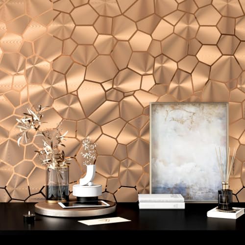 Rose Gold Metallic Wallpaper Peel and Stick Acoustic Wall Panels
