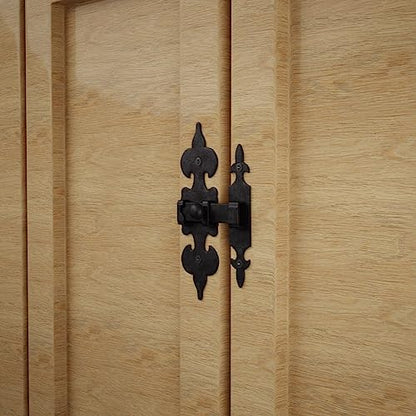 Renovators Supply Manufacturing Cabinet Latch 6 in. X 4.5 in. Wrought Iron Fleur De Lis Cabinet Door Latch Lock with Mounting Hardware - size: Pack of 1