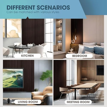 OUZUGIE WPC Acoustic Slat Wall Paneling, 8-Pack 114 x 6 Inches - color: Walnut, size: (High)114“ x 6"