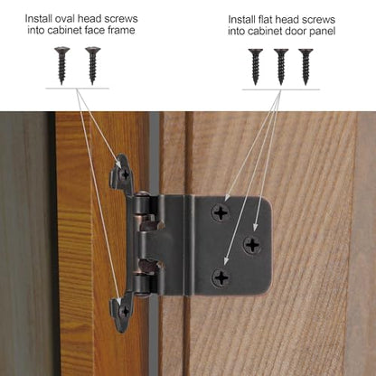 Oil Rubbed Bronze Cabinet Hinges, 3/8” Inset, 4 Pack - color: Oil Rubbed Bronze, size: 3/8 Inch Inset
