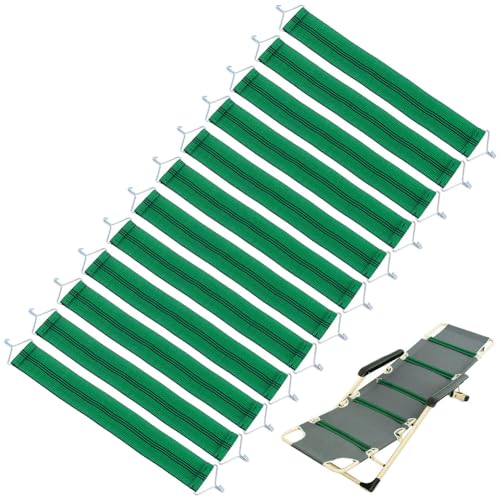 NBEADS 12 Pcs Zero Gravity Chair Replacement Belts, Heavy-Duty Polyester Elastic Support Straps 16.1x1.9Inch Reinforced Clasps for Patio Lawn Folding Recliners, Green