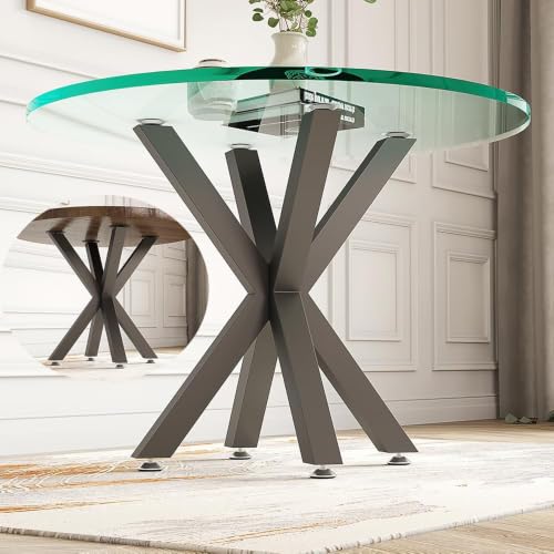 28" Metal Table Base with Suction Cups, Fits Glass Marble Wood - color: Metal Black