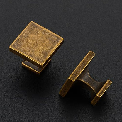 Ravinte Cabinet Knobs Antique Brass Square Knobs, Drawer Knobs, 10 Pack - color: Antique Brass