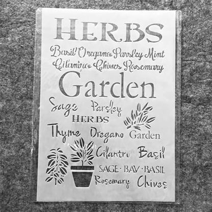 TIAMECH A4 Reusable Herbs Garden Stencil for Painting - style: Herbs Garden