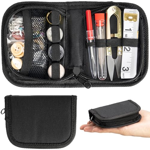 Military Survival Sewing Kit Portable Sewing Kit with Buttons for Men/Women - color: Black