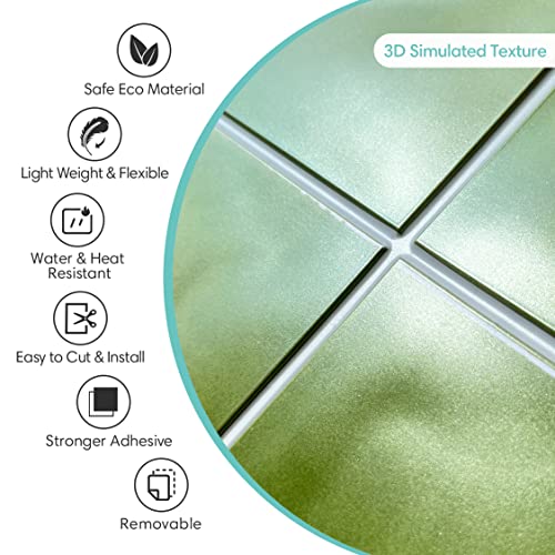 Commomy Matte 3D Peel and Stick Tile 10 Pcs 11.8"x11.8",Green - color: Green Ceramic