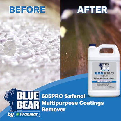 BLUE BEAR 605PRO: Multipurpose Coatings Remover – Professional, Low-Odor, Non-Caustic Formula Removes Paint, Varnish, Enamel & Urethane from Wood, Metal, Concrete & Masonry – 5 Gal