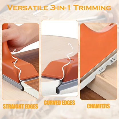 Edge Banding Trimmer, with Sharp Stainless Steel Blades and Ergonomic Grip, 3-in-1 Edge Trimming Tools, Suitable for Straight, Curved, and Chamfered Veneers, PVC