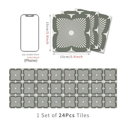 VICCI Peel and Stick Backsplash 24Pcs 5.9x5.9 Tile Stickers - color: Art-222, size: 5.9x5.9IN*24PCS