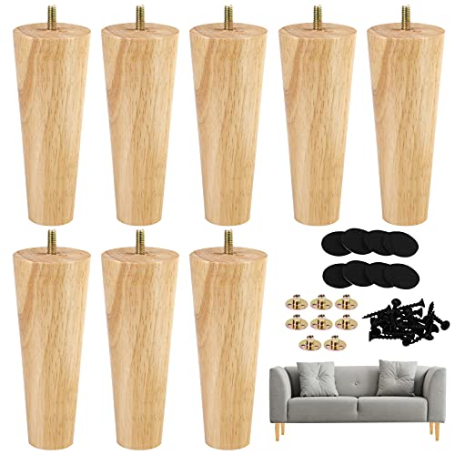 Ruisita 8 PCS 6'' Furniture Legs Wood Round Couch Legs Replacement, Natural - color: Natural, size: 6 Inches