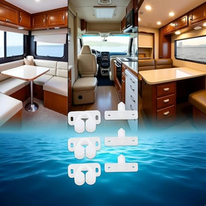 3Pcs White Marine Boat Ball Catch Door Cupboard Spring Back Plates Roller Latch Plastic Catches Cabinet Hardware