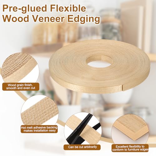 uxcell 3/4" x 246 ft Wood Edge Banding Pre-Glued Iron On Edging Strip Maple - color: Maple, size: 3/4" x 246 ft