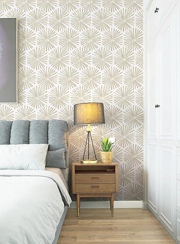 Safiyya Peel and Stick Wallpaper Modern Boho Contact Paper 196"x17.3" Beige Peel and Stick Wall Paper Removable Wallpaper for Bedroom Covering Vinyl Rolls - color: Beige, size: 17.3" x 196"