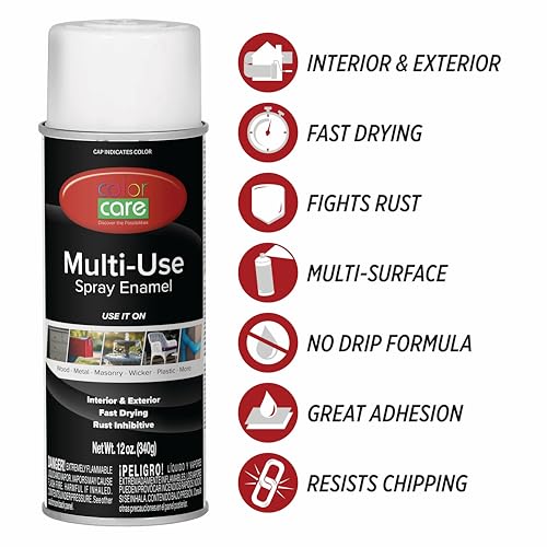Spray Paint, 12 oz, 6-Pack (Flat White) – All-Purpose, Indoor & Outdoor, Rust Resistant, for Wood, Metal, Plastic & Masonry - color: Flat White