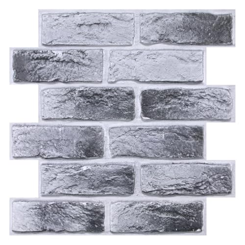 Commomy 3D Wall Panels Peel and Stick Faux Brick 10 Pcs 11.8" x 11.8" - color: Brick-MR