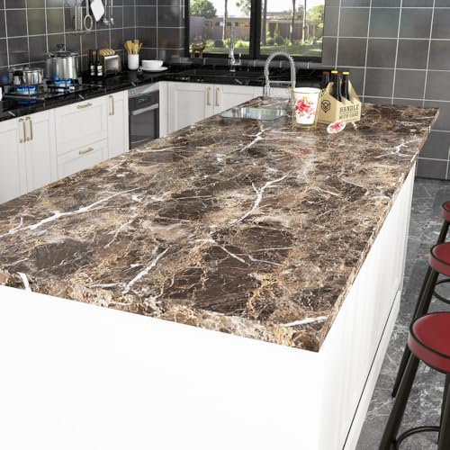 Livelynine Self Adhesive Wallpaper for Kitchen Counter Top Covers Marble Contact Paper Peel and Stick Countertops Waterproof Desk Cover Cabinet Vinyl Countertop Wrap Renter Friendly Laminate 15.8x78.8 - size: 15.8" x 78.8"