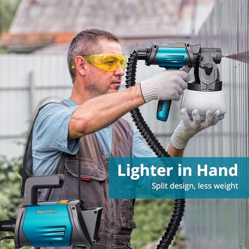 Tilswall Shark800 Paint Sprayer HVLP 800W Electric Spray Paint Gun, Blue - color: Blue
