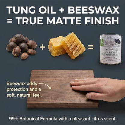Millie's Tung Oil Cutting Board Oil with Beeswax - Food Safe Wood Oil Finish - Butcher Block Oil - 32 OZ Made in USA