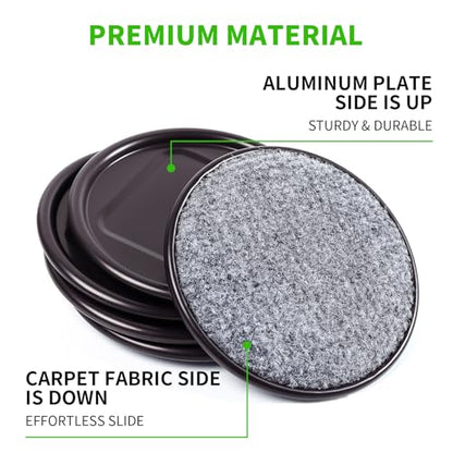 4" Round Carpet Bottom Furniture Caster Cups, Furniture Coasters, 12 Pack - size: 4 Inch, 12 Pack