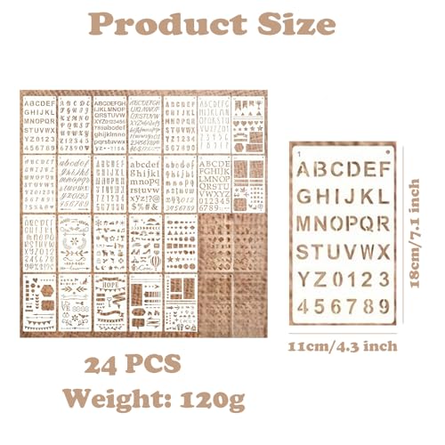 24 Pieces Letter Stencils for Painting,Reusable for Creative Projects. - color: 24PCS-C