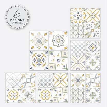 Smart Tiles Peel and Stick backsplash, Square Multicolor, 9"x9" - color: Multicolor