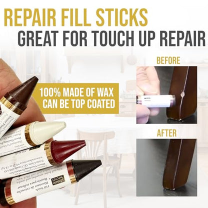 Trade Secret Wood Furniture Repair Kit with Polish, Sticks and Cloth - color: Light and Dark Wood
